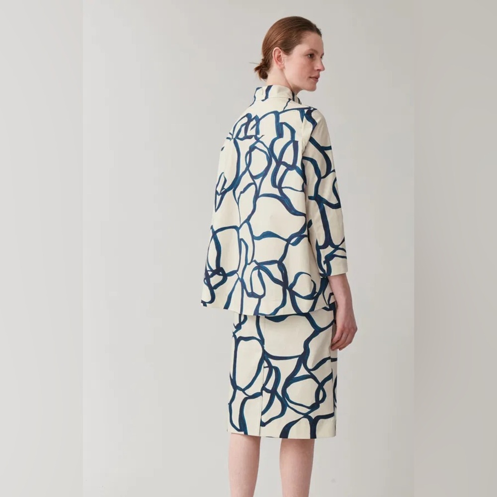 COS Cream and Navy Abstract Print Skirt Set